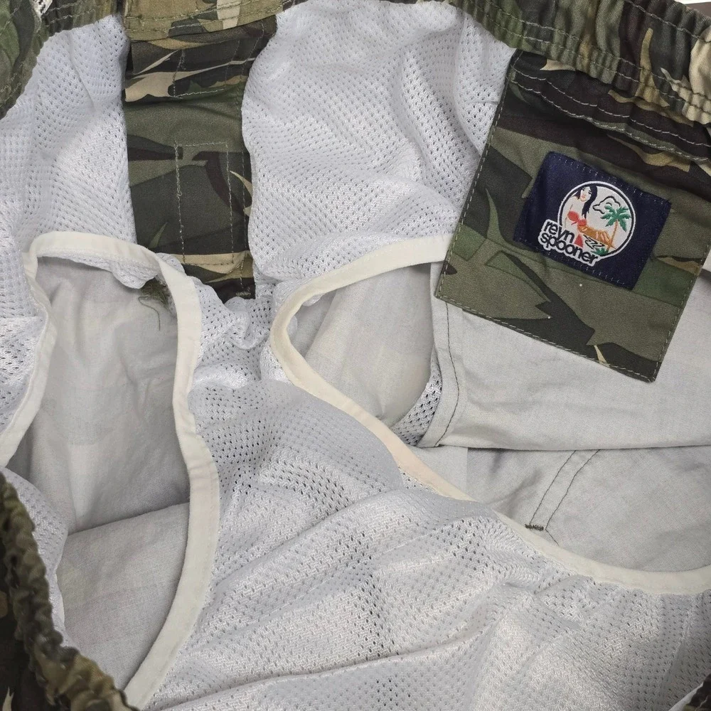 Reyn Spooner‎ Men XL Camo Fish Elastic Waist Swim Trunks Shorts Board Shorts